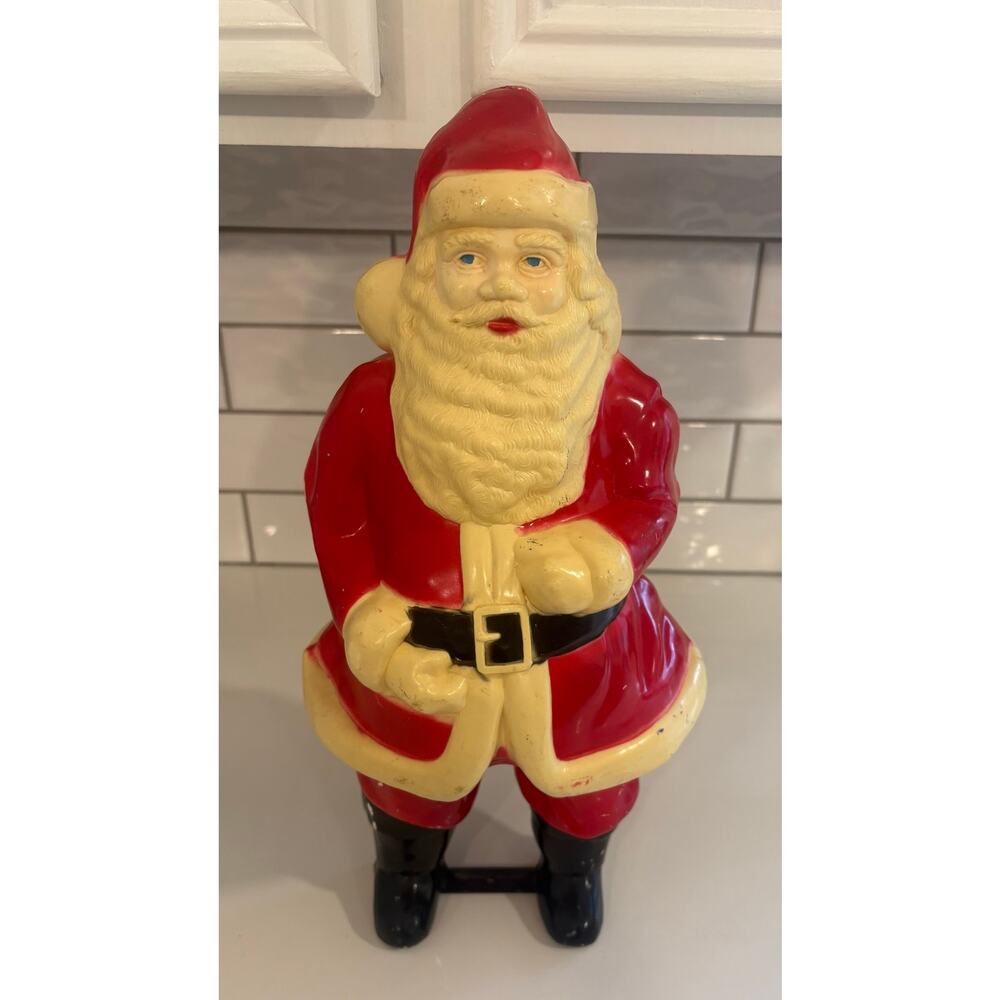 Vintage Hard Plastic Santa Claus Christmas Blow Mold (Not Functioning)